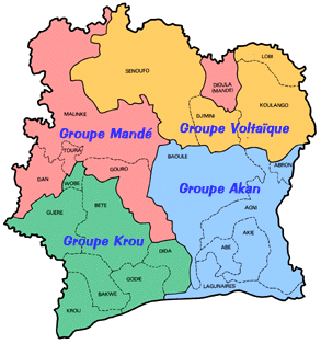 Groupes linguistiques de Cote d'ivoire